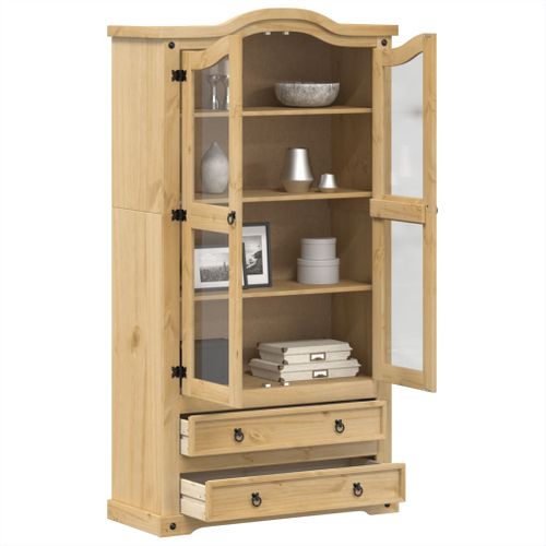 Vitrine En Verre Corona 99x43x187 Cm Bois Massif De Pin