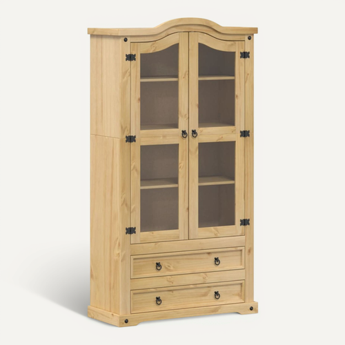 Vitrine En Verre Corona 99x43x187 Cm Bois Massif De Pin