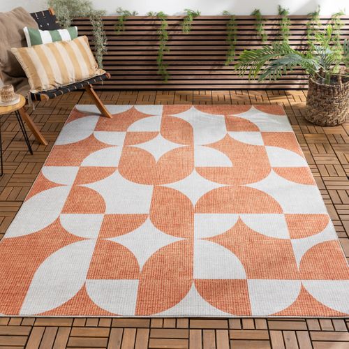 Tapis D'extérieur Abstrait - Groovy Tiles Terracotta - Rectangle - 120x170 Cm