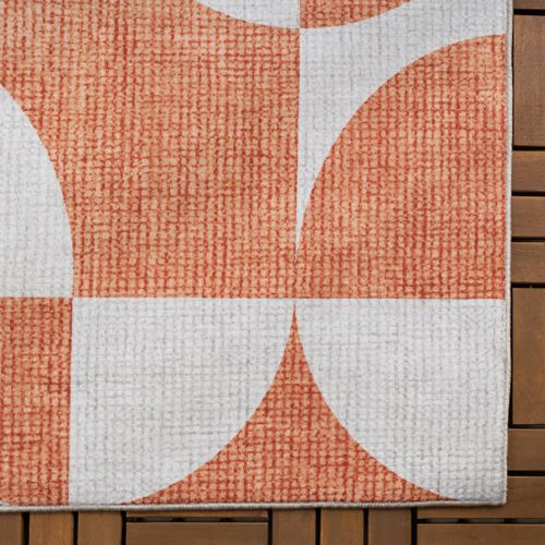 Tapis D'extérieur Abstrait - Groovy Tiles Terracotta - Rectangle - 120x170 Cm