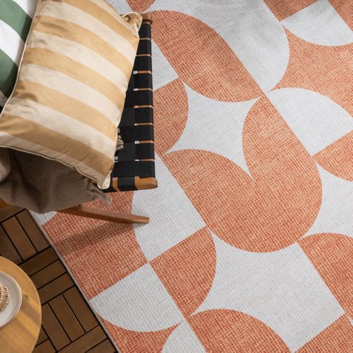 Tapis D'extérieur Abstrait - Groovy Tiles Terracotta - Rectangle - 120x170 Cm
