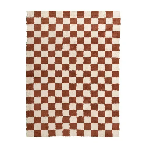 Tapis Rétro - Gambit Marron/blanc - Rectangle - 80x150 Cm