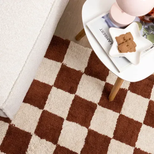 Tapis Rétro - Gambit Marron/blanc - Rectangle - 80x150 Cm