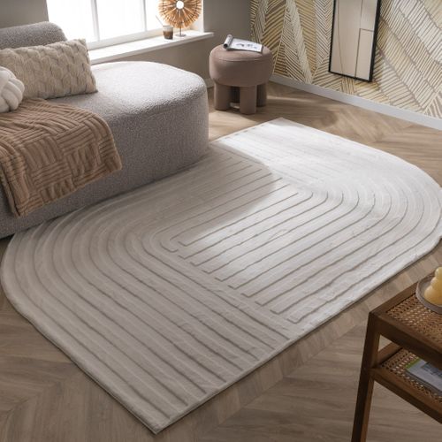 Tapis De Forme Irrégulière - Lines Crème - Asymétrique - 80x150 Cm