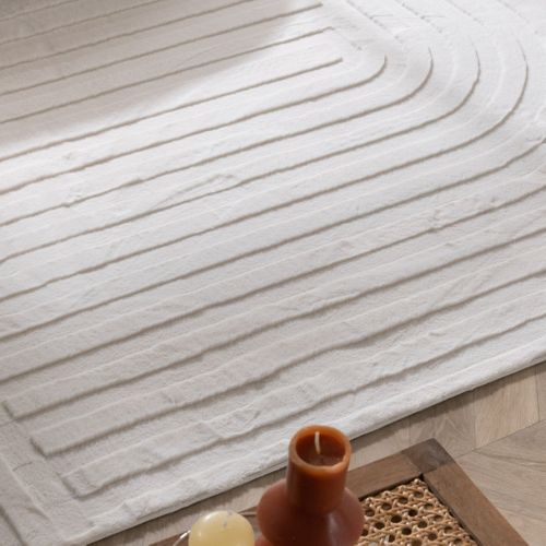 Tapis De Forme Irrégulière - Lines Crème - Asymétrique - 80x150 Cm