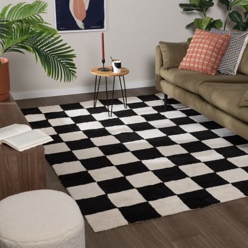 Tapis Damier - Blox Noir - Rectangle - 80x150 Cm