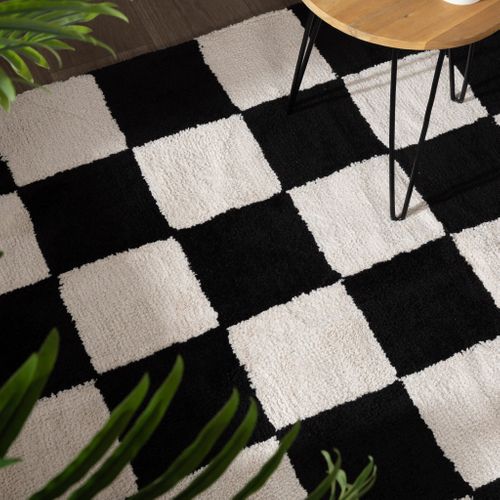 Tapis Damier - Blox Noir - Rectangle - 80x150 Cm