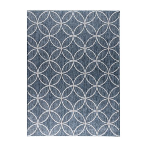 Tapis D'extérieur Géométrique – Faro Ripple Blue - Rectangle - 80x150cm