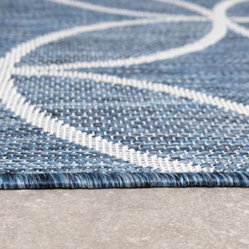 Tapis D'extérieur Géométrique – Faro Ripple Blue - Rectangle - 80x150cm