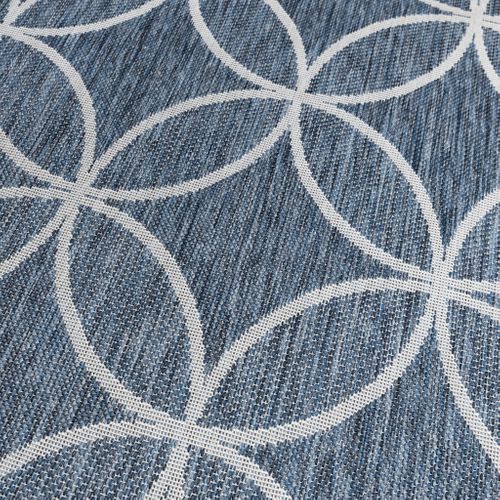 Tapis D'extérieur Géométrique – Faro Ripple Blue - Rectangle - 80x150cm