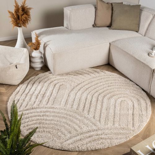 Tapis Rond Scandinave - Lova Arches Beige - Rond - D. 100cm