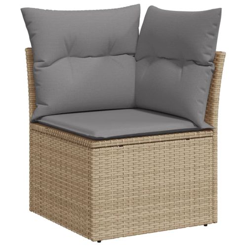 Salon De Jardin Avec Coussins 7 Pièces Beige Résine Tressée