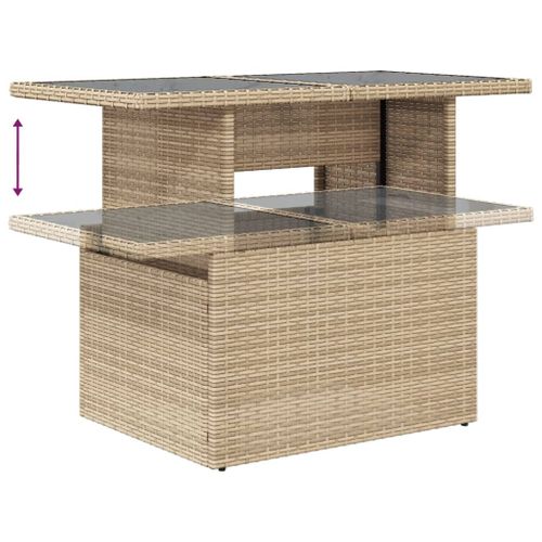 Salon De Jardin Avec Coussins 7 Pièces Beige Résine Tressée