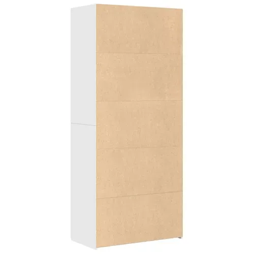 Buffet Haut Blanc 80x42,5x185 Cm Bois Contreplaqué Grand Espace De Stockage