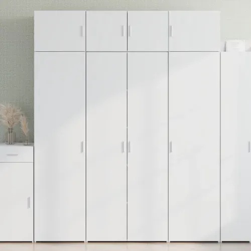 Buffet Haut Blanc 80x42,5x185 Cm Bois Contreplaqué Grand Espace De Stockage