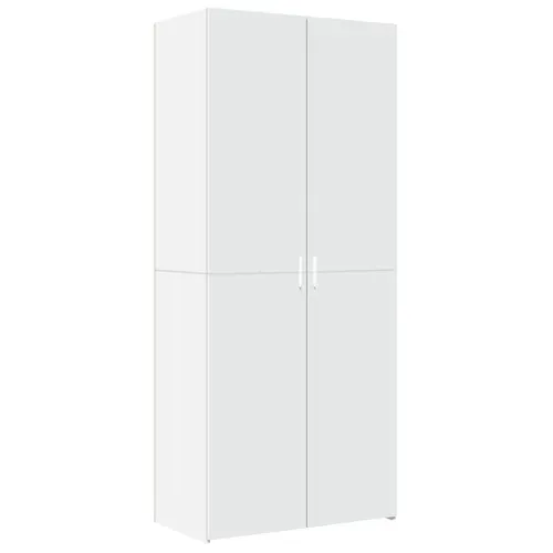Buffet Haut Blanc 80x42,5x185 Cm Bois Contreplaqué Grand Espace De Stockage