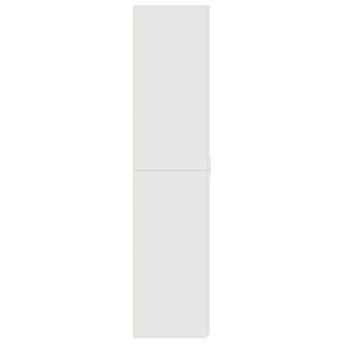Buffet Haut Blanc 80x42,5x185 Cm Bois Contreplaqué Grand Espace De Stockage