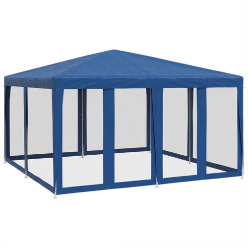 Tente De Fête Avec 8 Parois Latérales En Maille Bleu 4x4m Pehd