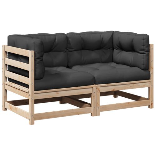 Salon De Jardin 2 Pièces Avec Coussins Bois De Pin Massif