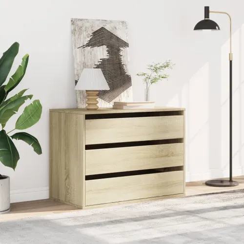 Commode D'angle Chêne Sonoma 80x41x58 Cm Bois Contreplaqué Rangement