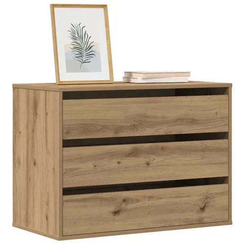 Commode D'angle Chêne Artisanal 80x41x58 Cm Bois Contreplaqué Rangement