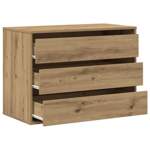 Commode D'angle Chêne Artisanal 80x41x58 Cm Bois Contreplaqué Rangement