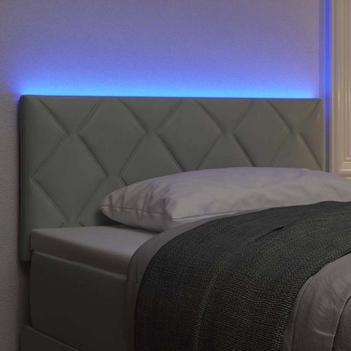 Tête De Lit LED Géométrique Gris Clair 90 Cm Velours