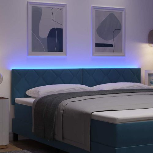 Tête De Lit LED Géométrique Bleu Foncé 180 Cm Velours