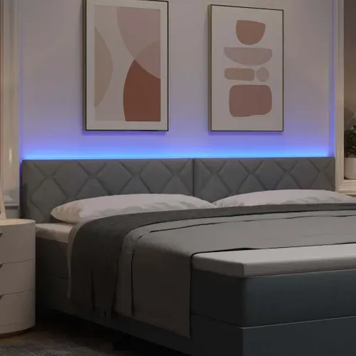 Tête De Lit Avec Des Lumières À LED Gris Clair 200 Cm Tissu