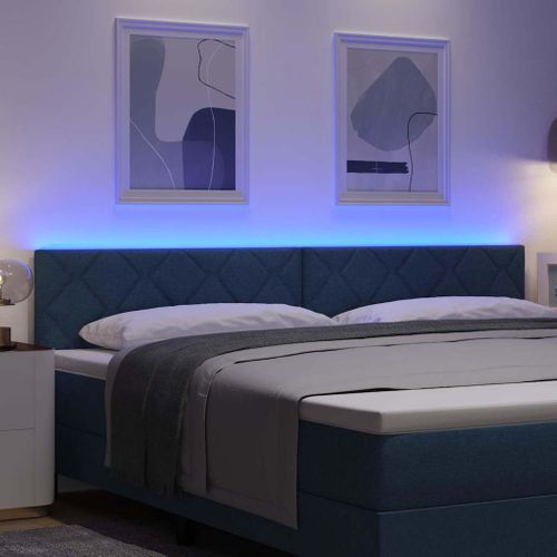 Tête De Lit Avec Des Lumières À LED Réglable Bleu 200 Cm Tissu