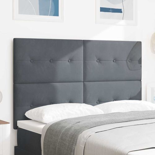 Tête De Lit Avec Des Lumières à LED Réglable Gris 80 Cm Velours