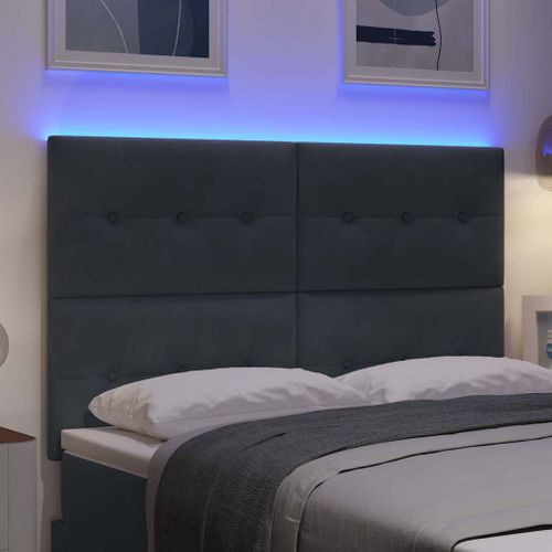 Tête De Lit Avec Des Lumières à LED Réglable Gris 80 Cm Velours