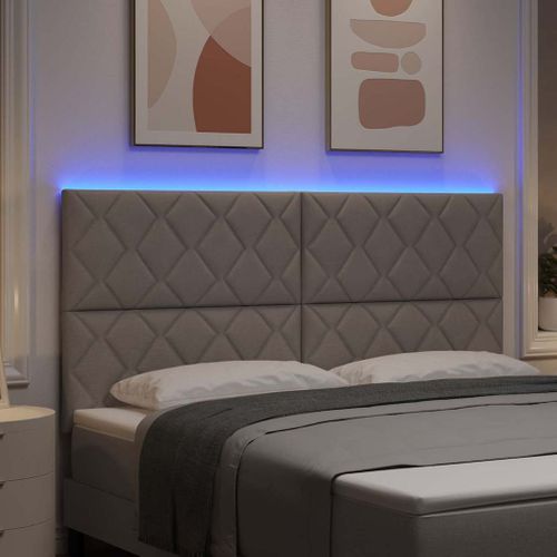 Tête De Lit Avec Des Lumières à LED Réglable Taupe 180 Cm Tissu