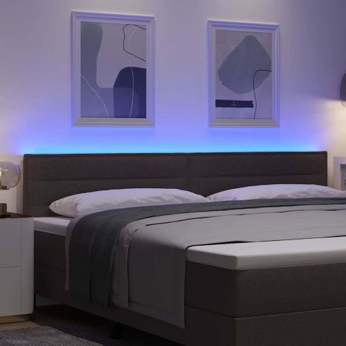 Tête De Lit LED Montage Mural Marron Foncé 200 Cm Tissu