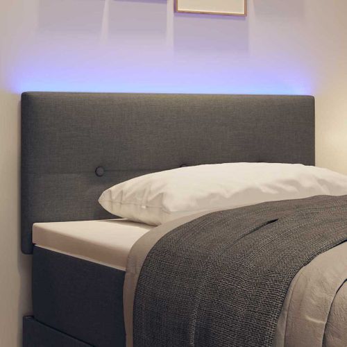 Tête De Lit LED Avec Des Lumières À LED Gris Foncé 90 Cm Tissu