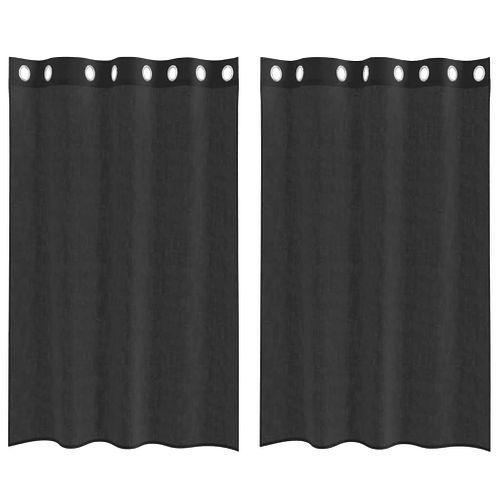 Rideaux En Voile Avec Oeillets 2 Pièces Noir 140x175 Cm