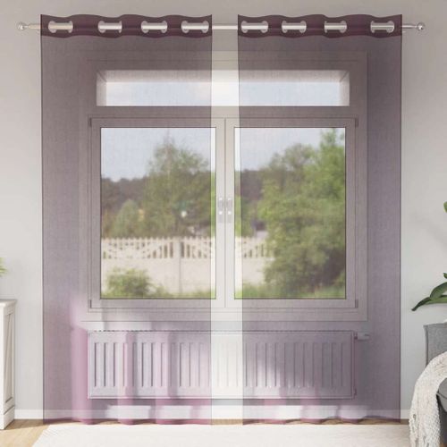 Rideaux En Voile Avec Oeillets 2 Pièces Violet 140x245 Cm