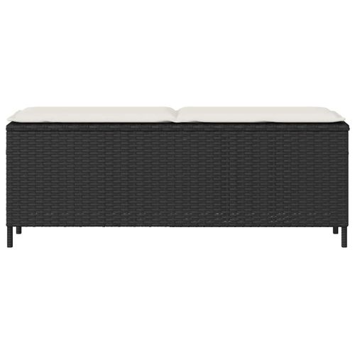 Banc De Jardin Avec Coussin Noir 110x30x40,5 Cm Résine Tressée