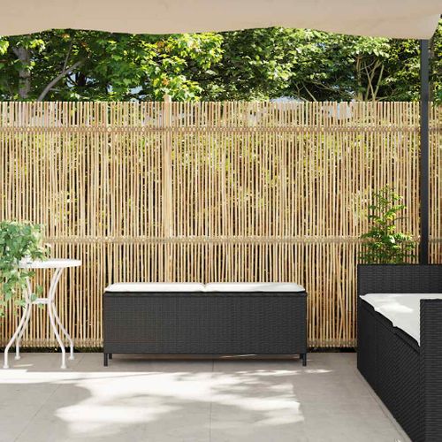 Banc De Jardin Avec Coussin Noir 110x30x40,5 Cm Résine Tressée