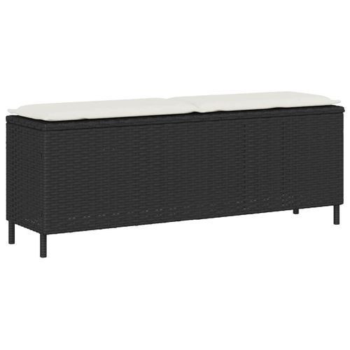Banc De Jardin Avec Coussin Noir 110x30x40,5 Cm Résine Tressée