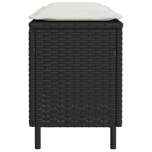 Banc De Jardin Avec Coussin Noir 110x30x40,5 Cm Résine Tressée