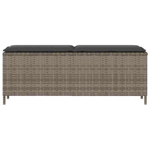 Banc De Jardin Avec Coussin Gris 110x30x40,5 Cm Résine Tressée