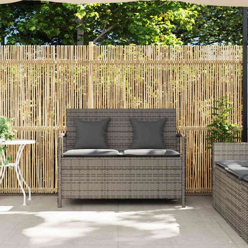 Banc De Rangement De Jardin Avec Coussin Gris Résine Tressée