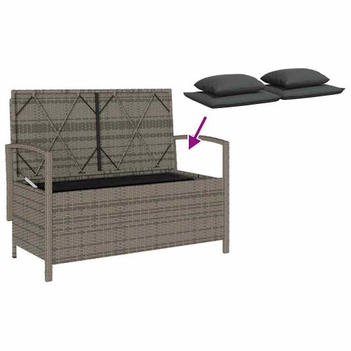 Banc De Rangement De Jardin Avec Coussin Gris Résine Tressée