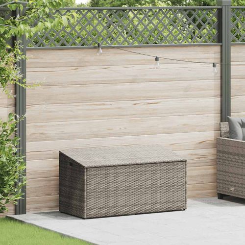 Coffre De Rangement De Jardin Gris 110 X 50 X 58 Cm Résine Tressée Rangement