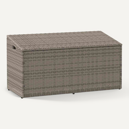 Coffre De Rangement De Jardin Gris 110 X 50 X 58 Cm Résine Tressée Rangement