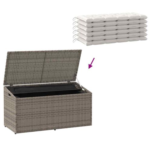 Coffre De Rangement De Jardin Gris 110 X 50 X 58 Cm Résine Tressée Rangement