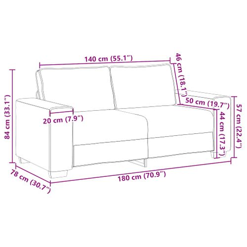 Canapé 2 Places Rouge Vin 140 Cm Tissu