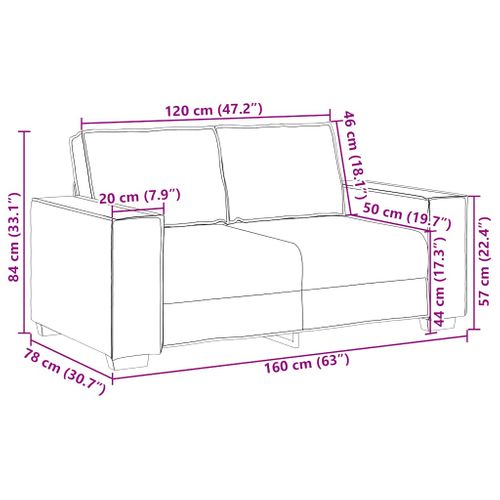 Canapé à 2 Places Gris Clair 120 Cm Velours