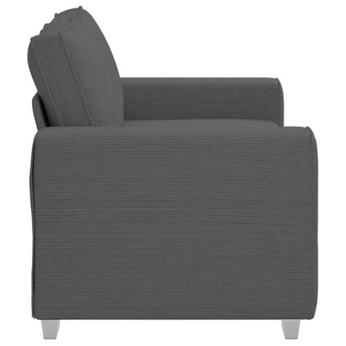Canapé Causeuse Gris Foncé 120 Cm Tissu Velours Côtelé